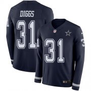 Wholesale Cheap Nike Cowboys #31 Trevon Diggs Navy Blue Team Color Men's Stitched NFL Limited Therma Long Sleeve Jersey