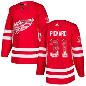 Wholesale Cheap Adidas Red Wings #31 Calvin Pickard Red Home Authentic Drift Fashion Stitched NHL Jersey