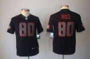 Wholesale Cheap Nike 49ers #80 Jerry Rice Black Impact Youth Stitched NFL Limited Jersey