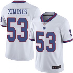 Wholesale Cheap Nike Giants #53 Oshane Ximines White Men\'s Stitched NFL Limited Rush Jersey