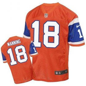 Wholesale Cheap Nike Broncos #18 Peyton Manning Orange Throwback Men\'s Stitched NFL Elite Jersey