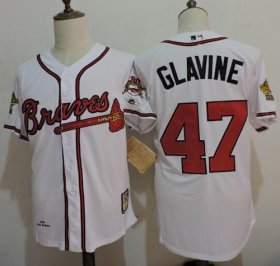 Wholesale Cheap Mitchell And Ness 1995 Braves #47 Tom Glavine White Throwback Stitched MLB Jersey