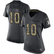 Wholesale Cheap Nike Chargers #10 Justin Herbert Black Women's Stitched NFL Limited 2016 Salute to Service Jersey