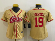Wholesale Cheap Women's San Francisco 49ers #19 Deebo Samuel Gold With Patch Cool Base Stitched Baseball Jersey
