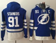 Wholesale Cheap Lightning #91 Steven Stamkos Blue Name & Number Pullover NHL Hoodie