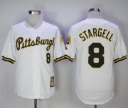 Wholesale Cheap Mitchell And Ness 1990-1997 Pirates #8 Willie Stargell White Throwback Stitched MLB Jersey