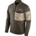 Wholesale Cheap Men's New York Giants Nike Olive Salute to Service Sideline Hybrid Half-Zip Pullover Jacket
