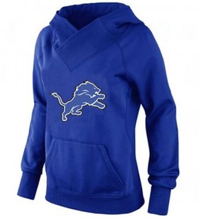 Wholesale Cheap Women\'s Detroit Lions Logo Pullover Hoodie Blue-1