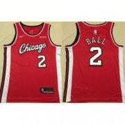 Wholesale Cheap Men Chicago Bulls 2 Lonzo Ball 75th Anniversary Red Edition Swingman Stitched Basketball Jersey