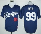 Wholesale Cheap Dodgers #99 Hyun-Jin Ryu Navy Blue Cooperstown Stitched MLB Jersey