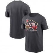 Cheap Men's Anthracite Kansas City Chiefs vs. San Francisco 49ers Super Bowl LVIII Matchup T-Shirt