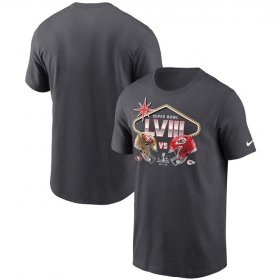 Cheap Men\'s Anthracite Kansas City Chiefs vs. San Francisco 49ers Super Bowl LVIII Matchup T-Shirt