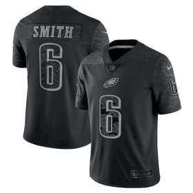 Wholesale Cheap Men\'s Philadelphia Eagles #6 DeVonta Smith Black Reflective Limited Stitched Football Jersey