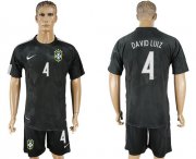 Wholesale Cheap Brazil #4 David Luiz Black Soccer Country Jersey