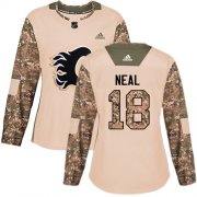 Wholesale Cheap Adidas Flames #18 James Neal Camo Authentic 2017 Veterans Day Women's Stitched NHL Jersey