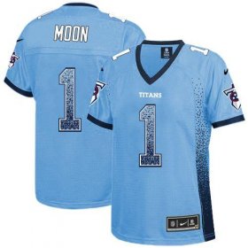 Wholesale Cheap Nike Titans #1 Warren Moon Light Blue Alternate Women\'s Stitched NFL Elite Drift Fashion Jersey