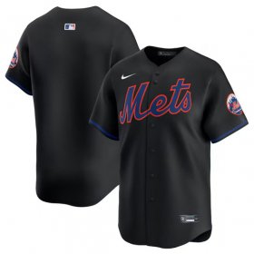 Cheap Men\'s New York Mets Blank 2024 Black Alternate Limited Stitched Baseball Jersey