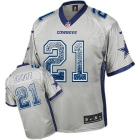 Wholesale Cheap Nike Cowboys #21 Ezekiel Elliott Grey Men\'s Stitched NFL Elite Drift Fashion Jersey