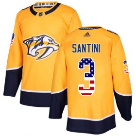 Wholesale Cheap Adidas Predators #3 Steven Santini Yellow Home Authentic USA Flag Stitched NHL Jersey