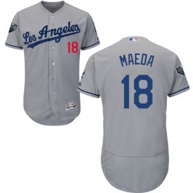 Wholesale Cheap Dodgers #18 Kenta Maeda Grey Flexbase Authentic Collection 2018 World Series Stitched MLB Jersey