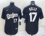 Wholesale Cheap Men's Los Angeles Dodgers #17 Joe Kelly Number Black Turn Back The Clock Stitched Cool Base Jersey