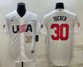 Cheap Men\'s USA Baseball #30 Kyle Tucker Number 2023 White World Baseball Classic Stitched Jersey