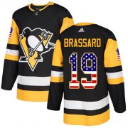 Wholesale Cheap Adidas Penguins #19 Derick Brassard Black Home Authentic USA Flag Stitched NHL Jersey