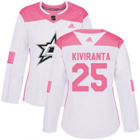 Cheap Adidas Stars #25 Joel Kiviranta White/Pink Authentic Fashion Women\'s Stitched NHL Jersey