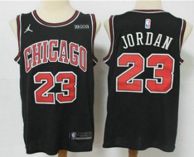 Wholesale Cheap Men\'s Chicago Bulls #23 Michael Jordan Black 2021 Brand Jordan Swingman Stitched NBA Jersey With Sponsor Logo