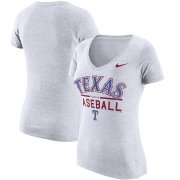 Wholesale Cheap Texas Rangers Nike Women's Practice 1.7 Tri-Blend V-Neck T-Shirt Heathered White