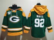 Wholesale Men's Green Bay Packers #92 Reggie White Green Lace-Up Pullover Hoodie