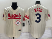Wholesale Cheap Men's Los Angeles Angels #3 Taylor Ward Number Cream 2022 City Connect Cool Base Stitched Jersey
