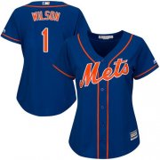 Wholesale Cheap Mets #1 Mookie Wilson Blue Alternate Women's Stitched MLB Jersey