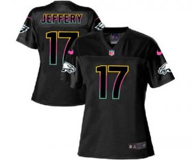 Wholesale Cheap Nike Eagles #17 Alshon Jeffery Black Women\'s NFL Fashion Game Jersey