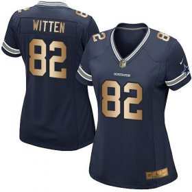 Wholesale Cheap Nike Cowboys #82 Jason Witten Navy Blue Team Color Women\'s Stitched NFL Elite Gold Jersey