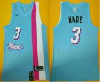 Wholesale Cheap Men's Miami Heat #3 Dwyane Wade NEW Light Blue 2020 Nike Swingman Stitched NBA Jersey
