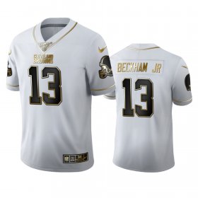 Wholesale Cheap Cleveland Browns #13 Odell Beckham Jr. Men\'s Nike White Golden Edition Vapor Limited NFL 100 Jersey