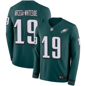 Wholesale Cheap Nike Eagles #19 JJ Arcega-Whiteside Midnight Green Team Color Men\'s Stitched NFL Limited Therma Long Sleeve Jersey