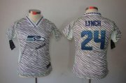 Wholesale Cheap Nike Seahawks #24 Marshawn Lynch Zebra Women's Stitched NFL Elite Jersey