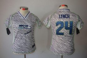 Wholesale Cheap Nike Seahawks #24 Marshawn Lynch Zebra Women\'s Stitched NFL Elite Jersey
