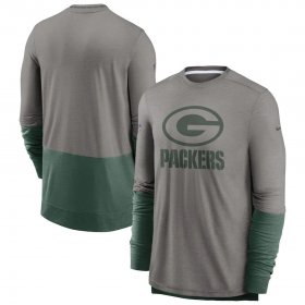 Wholesale Cheap Green Bay Packers Nike Sideline Player Performance Long Sleeve T-Shirt Heathered Gray Green