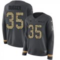 Wholesale Cheap Nike Patriots #35 Kyle Dugger Anthracite Salute to Service Women's Stitched NFL Limited Therma Long Sleeve Jersey