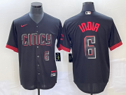 Wholesale Cheap Men's Cincinnati Reds #6 Jonathan India Number Black 2023 City Connect With Patch Stitched Jersey2