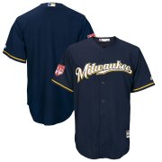 Wholesale Cheap Brewers Blank Navy 2019 Spring Training Cool Base Stitched MLB Jersey