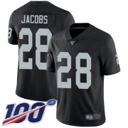Wholesale Cheap Nike Raiders #28 Josh Jacobs Black Team Color Men's Stitched NFL 100th Season Vapor Limited Jersey