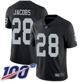 Wholesale Cheap Nike Raiders #28 Josh Jacobs Black Team Color Men\'s Stitched NFL 100th Season Vapor Limited Jersey