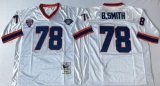 Wholesale Cheap Mitchell And Ness Bills #78 Bruce Smith White Throwback Stitched NFL Jersey