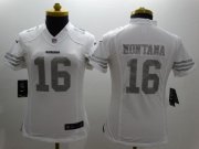 Wholesale Cheap Nike 49ers #16 Joe Montana White Women's Stitched NFL Limited Platinum Jersey