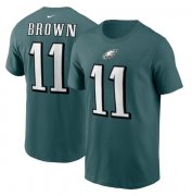 Wholesale Cheap Men's Philadelphia Eagles #11 A. J. Brown 2022 Green Name & Number T-Shirt