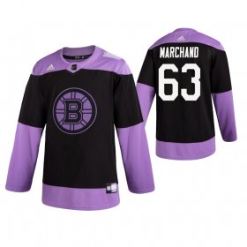Wholesale Cheap Adidas Bruins #63 Brad Marchand Men\'s Black Hockey Fights Cancer Practice NHL Jersey